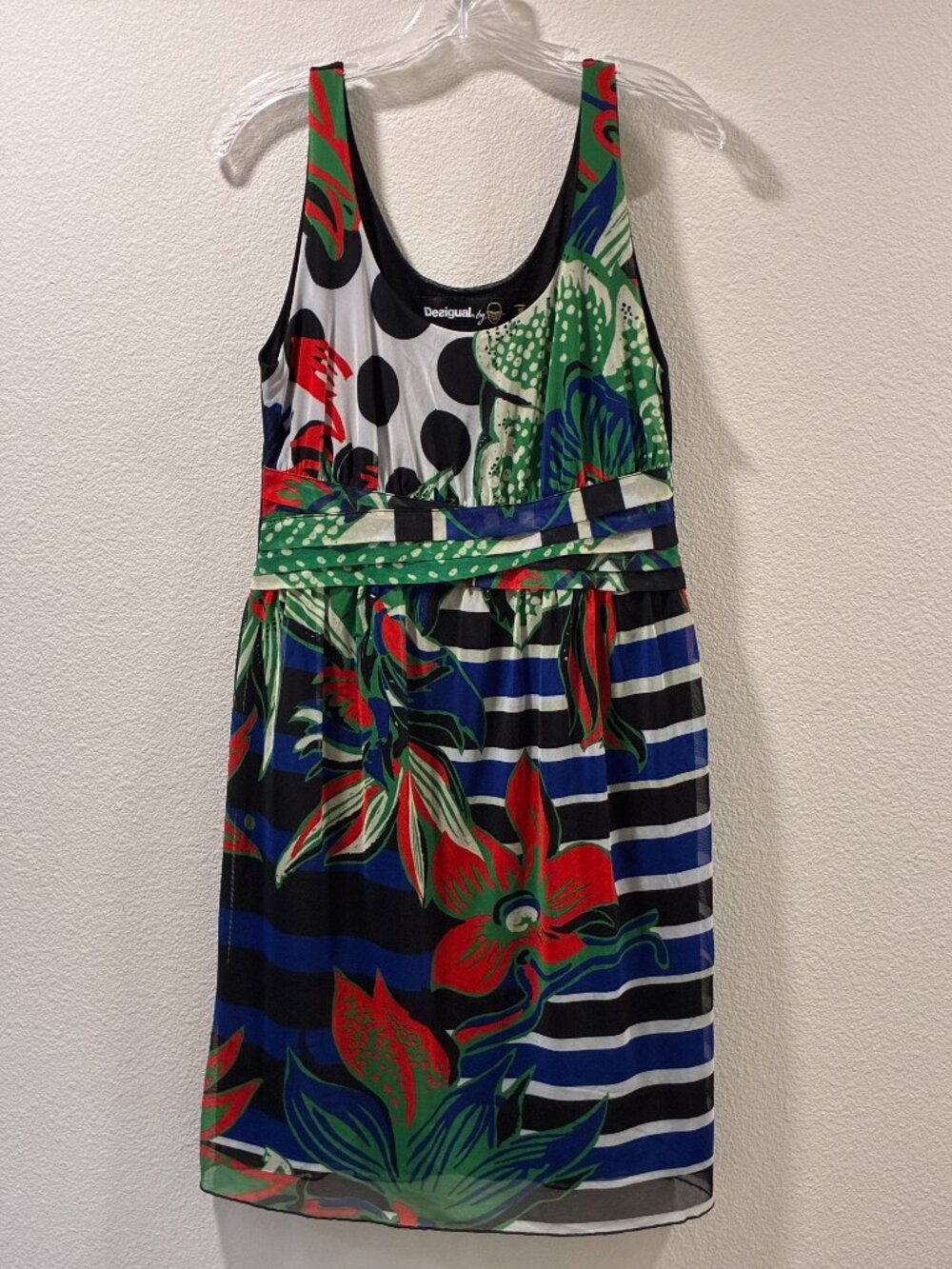 Desigual by M. Christian Lacroix Floral Sleeveless Mesh Mini Dress XL NEW